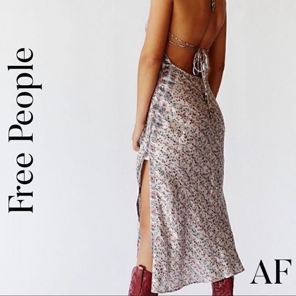 FREE PEOPLE NIA GIA SILK MIDI DRESS NEW NWT LARGE - Picture 6 of 11